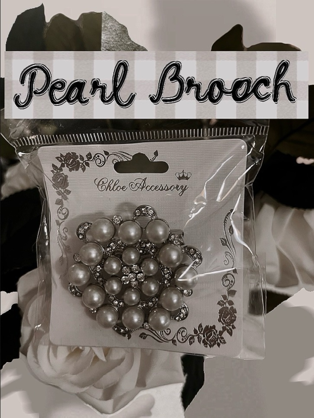 Chloe Accessory Silver Pearl Cluster Brooch